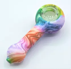 Colorful Silicone Pipe, Tobacco, Smoke, Unbreakable, 9 Hole Glass Bowl, Cute, Pretty, Rainbow, Gift Idea. Tobacco Use...