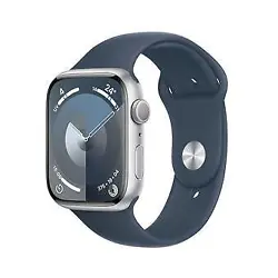 Apple Watch Series 9 GPS Aluminium Argent Bracelet Sport Bleu M/L 45 mm - Montre connectée - Aluminium - Étanche -...