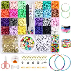 【Premium Clay Beads Kit】The clay beads for bracelet making kit include 6000pcs clay beads and 500pcs charms kit...