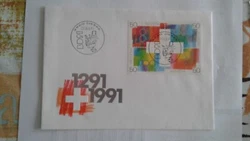 Une Enveloppe avec 4 Timbres Oblitérés.