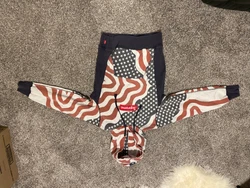 100 Percent Authentic Supreme USA hoodie. Heavy, thick fabric. American flag design. In sensational condition. Slim fit.