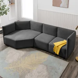 ✨【Free Combination】 The curved sectional couch consists of three independent modular couches.