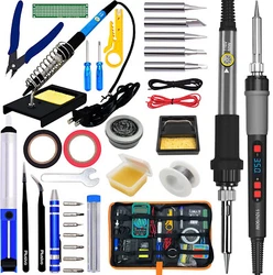 New Blue 60W 110V Adjustable Temperature Soldering Iron Kit. 【Heat Up Quickly】The 60w professional soldering kit...