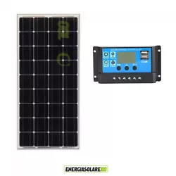 1 Pannello Solare Fotovoltaico 100W 12V Monocristallino alta efficienza Tecnologia PERC 9 BUS BAR Batteria Barca Camper...