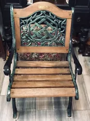 Please see all photos. Excellent condition very heavy 2 Vintage BERKELEY FORGE OAK CAST IRON PATIO CHAIRSS