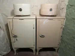 Old 1930s General Electric Monitor Top refrigerator being sold is the white one in the first picture. The door handle...