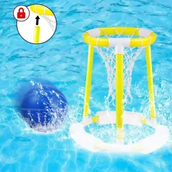 The portable floating basketball hoop allows you to move from the pool to an indoor space to play.