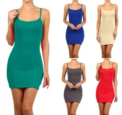 Cotton Tunic length camisole. Cotton Spandex blend is soft and stretchable. Great for layering under sheer dresses. -...