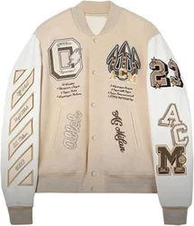AC-Milan Off-White Varsity Jacket. Featuring a sleek and modern design, the AC-Milan Varsity Wool Jacket incorporates...