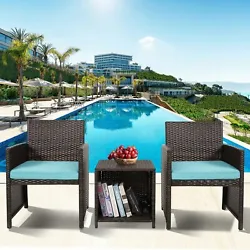 【All-Weather Design and Easy to Clean】:The wicker of the outdoor furniture set is sturdy but also very light. The...