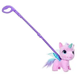 •PLUSH INTERACTIVE WINGED UNICORN TOY: Take this furReal Flyalots Flitter My Alicorn interactive pet toy for a walk...