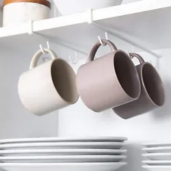 Better Houseware Undershelf Cup & Mug Hooks-Set of 2, mug organizer for cabinet standard, 2pcs X3 White. SPACE-SAVING...