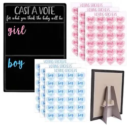 You and your guests can place your bets on whether the baby will be a boy or a girl by sticking the corresponding...
