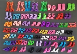 60 Pairs/set Fashion Heels Sandals Doll Shoes For Barbie Dolls Outfit Dress Lots of Designs Xmas Gift For Girl Toy. Fit...
