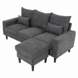 Panana linen fabric 3 Seater Sofa Couches for Living Room Modern Couch, Wooden Legs. Effortlessly combining a modern...
