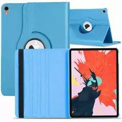 Leather Rotating Portfolio Stand Case LIGHT BLUE for iPad Pro 9.7″/Air 1/Air 2 Leather Flip 360° Rotating Portfolio...