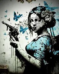 Banksy Anti Suicide Girl 8x10 Real Canvas Art Print. High Resolution Giclee Art Print on 100% Real, High Quality Woven...