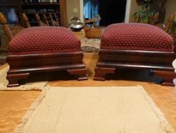 Exceedingly unusual to find 2 matching Empire foot stools. square and 9-1/2 in tall. Both are in exceptional condition,...