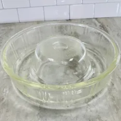 Vintage Glasbake Clear Glass Queen Anne Bundt Cake Pan/Jello/Ice Ring Mold. Vintage 1940s clear glass with yellow tint,...
