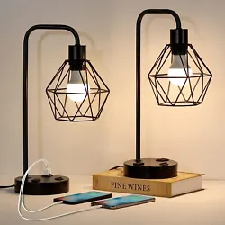 [Stylish Diamond Shade Design] The clean line design of this industrial table lamp set of 2 makes its suitable to any...