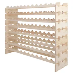 Stackable, 12 bottles wide by 8 shelves high racks, giving you a total storage of 96 bottles. - Hand made from durable...