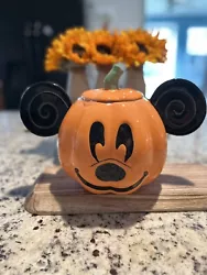 BRAND NEW hard to find Disney Halloween Mickey Mouse Pumpkin Cookie Jar Canister.