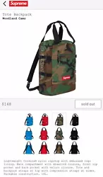 Supreme Tote Backpack Woodland Camo Bag SS19 Box Logo Sold Out Order Confirmed. Condition is New with tags. Shipped...
