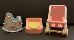 Vintage PLAYSKOOL Just For Baby - Stroller / Potty Chair / Rocking Horse. Stickers on rocking horse are ripped. Please...