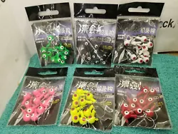 Painted Lead Jig Heads 6 colors, 6 Sizes. Choose from Chartreuse ,Red ,Green ,White ,Pink or Black.