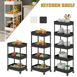 Specification: Type: Kitchen Shelf Storage Rack with wheels Material: ABS resin Color: white, black Size: 3 tier: 40 x...