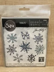 NEW Sizzix Thinlits Die Set 8PK - Scribbly Snowflakes by Tim Holtz 665582.