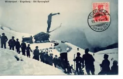 Carte postale ancienne : Wintersport - Engelberg - Ski Sprunglauf. Carte postale ancienne véritable manuscrite au dos...