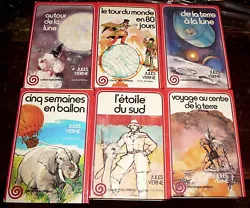 LOT 6 ROMANS JULES VERNE. ÉDITIONS GP ROUGE ET OR COLLECTION SPIRALE. TEXTE INTEGRAL AVEC ILLUSTRATION NB ET COULEURS....