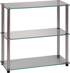 Featuring an open modern design that provides 3 spacious clear glass shelves for books, decoration, and collectibles....