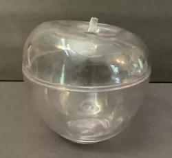 5” clear Lucite Acrylic apple shape covered cookie candy jar bowl dish.  Nice used condition. A few rubs/scratches...