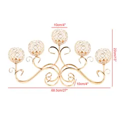 5 Arm Gold Crystal Candle Holder Candelabra Elegant Party Tabletop Cabinet. Type: 5 Heads Candlestick. 1 Crystal Candle...