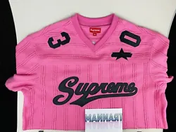 Supreme Mesh Stripe Football Jersey Pink MEDIUM.