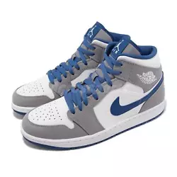 Nike Air Jordan 1 Mid Cement Grey True Blue Men AJ1 Casual Shoes DQ8426-014   S/N:  DQ8426014  Color:  CEMENT...