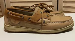 SPERRY Womens TOP-SIDER BLUEFISH LIN/GOLD LEATHER DECK BOAT Sz 7M. Great condition with some signs of wear.No rips or...