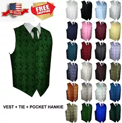 Vest, Tie & Hankie Set. Matching Tie and Hankie. Full Back Vest The back is Black Strap and Buckle in back to tighten...