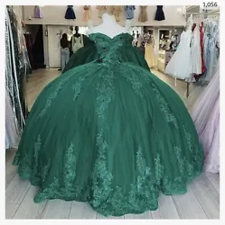 Be the belle of the ball in this stunning green quinceanera dress.