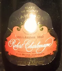 Champagne Robert Charlemagne Blanc des Blancs Grand Cru 2012.  Élaboré par Robert Charlemagne Le Mesnil sur Oger 51  ...