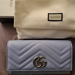 GUCCI Long Wallet Marmont Light Blue with Box Gucci wallet 443436