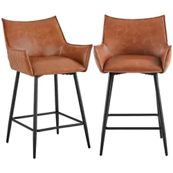 【Sturdy Metal Legs】The stool for the kitchen island boasts a high-quality metallic frame and four robust legs that...