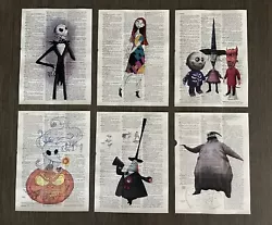 The Nightmare Before Christmas Themed Dictionary Prints - Set of 6 A set of six (6) dictionary prints featuring The...