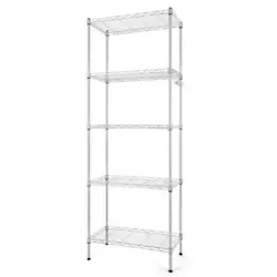 Multifunctional Iron 5 Tier Shelf Stand Rack Bookrack Storage Shelves with Hooks. The storage rack is suitable to be...