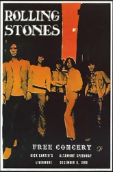 1969 ALTAMONT SPEEDWAY CONCERT. Both front and back of the card are pictured here. ROLLING STONES.