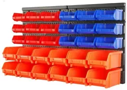 The 2 sizes of moulded polypropylene storage bins fit onto an included peg board that mounts onto most walls and is...