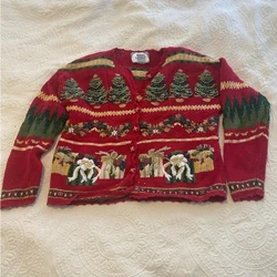 Vintage Tiara size PM Ugly Christmas Sweater Holiday Embroidered Sparkly RamieSize petite medium, measurements in...