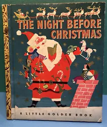 Little Golden Book The Night Before Christmas Vintage 1949 “E” Ed, Wonderful sparkly gold ink Incorporated into all...